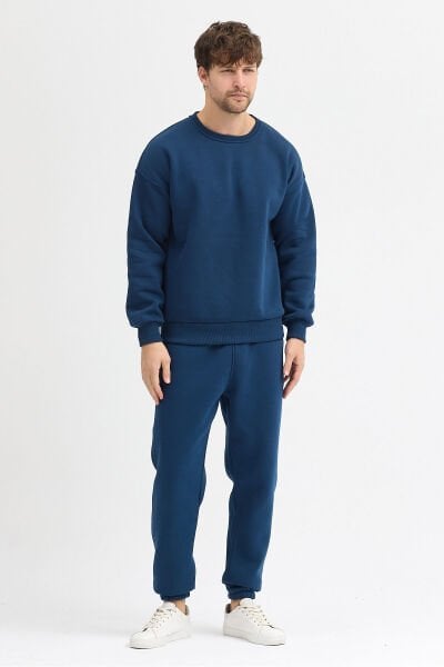 Erkek Eşofman Takımı Basic 3 İplik Şardonlu Oversize Pamuklu